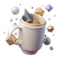 beautiful abstract White Mug with Handle Side View Cutout premium png