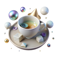 magnificent artistic White Teacup with Saucer Top View Isolated on Transparent Background premium png