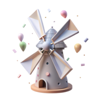 serene rustic Windmill Rotating in Gentle Breeze Isolated genuine png
