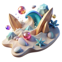 vibrant vintage Windswept Beach with Crashing Waves Element with Transparent Background high resolution png