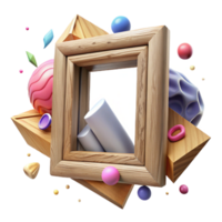 serene vintage Wooden Picture Frame Empty Isolated Element genuine png
