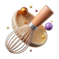 elegant rustic Wooden Whisk Side Angle Isolated Element professional png