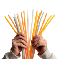 Colorful Straws in Hands for Creative Beverage Presentation and Decoration Ideas png