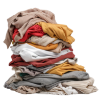 Disorganized Stack of Colorful Clothes Piled High with Textures and Fabrics in Natural Light png