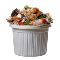 Overflowing Waste Bin Filled with Various Types of Household Trash and Recyclables png
