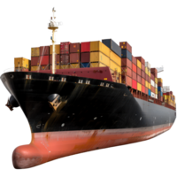 Large Cargo Ship Fully Loaded with Colorful Shipping Containers in Port Setting png