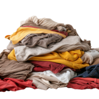 Pile of Colorful and Crumpled Clothes with Various Textures on a . png