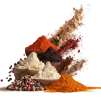 Assorted Spices and Seasonings Piled in Bowls for Culinary Art and Flavor Enhancement png