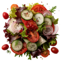 Fresh and Colorful Mixed Salad with Various Vegetables and Herbs on Isolated Background png