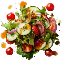 Fresh Green Salad with Tomatoes and Cucumbers on a . png