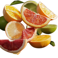 Fresh Citrus Fruits Including Lemon, Lime, Grapefruit, and Orange Arranged on a . png