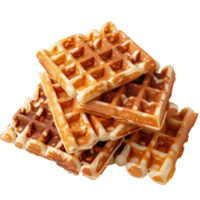 Delicious Golden Waffles Stacked on Each Other Perfect for Breakfast or Dessert Enjoyment png