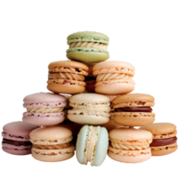 Colorful Macaron Stack on a . Displaying Assorted Flavors and Textures png