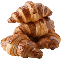 Freshly Baked Croissants Stack on Wooden Table with Soft Focus Background and Golden Color png