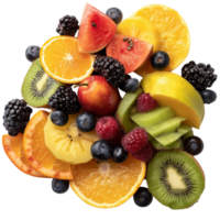 Fresh and Colorful Assortment of Sliced Fruits on . for Healthy Lifestyle Promotion png