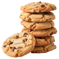 Stacked Chocolate Chip Cookies with a Golden Brown Texture and Soft Center on . png