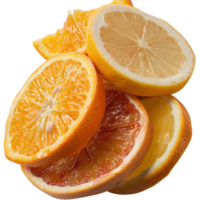 Colorful Slices of Citrus Fruits Including Lemon, Orange, and Grapefruit on . png