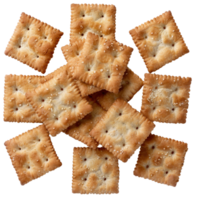 Crunchy Snack Crackers Stacked in a Random Pattern on . png