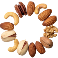 Variety of Nuts Arranged in Circle on . for Healthy Eating and Snacking Ideas png