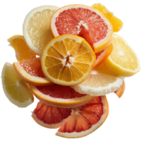 Fresh Citrus Fruits Stacked in a Colorful Display of Oranges, Lemons, and Grapefruits png