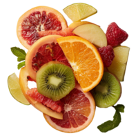 Colorful Assortment of Fresh Fruits Including Citrus, Berries, and Melons for Healthy Lifestyle png