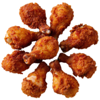 Golden Fried Chicken Drumsticks Arranged in a Beautiful Circular Presentation for Delicious Appeal png