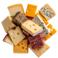 Assortment of Various Cheeses Including Cheddar, Gouda, Blue, and Swiss for Culinary Delight png