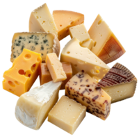Assorted Cheeses Collection Featuring Variety of Textures, Colors, and Shapes for Culinary Arts png