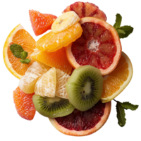 Fresh and Vibrant Assortment of Colorful Citrus and Tropical Fruits on a . png