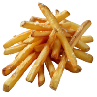 Crispy Golden French Fries Stacked High with a Hint of Salt and Delicious Texture Ready to Enjoy png