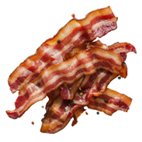 Crispy and Savory Bacon Strips with Seasoning on Black Background for Culinary Inspirations png