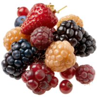 Fresh and Vibrant Assortment of Berries Including Blackberries, Raspberries, and Strawberries png