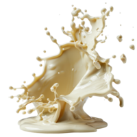 High-Resolution Splash of Creamy Liquid with Dynamic Splashes and Droplets on Black Background png