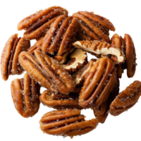 Freshly Roasted and Salted Pecan Nuts in a Close-Up View on a . png