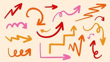 Colorful arrows and lines in various directions on a light background vector