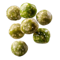 Green round candies with speckled texture on a ., showcasing vibrant colors and shapes png