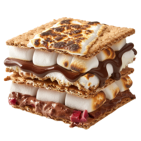 Delicious Dessert with Toasted Marshmallow, Creamy Chocolate, and Crunchy Graham Cracker Layers png