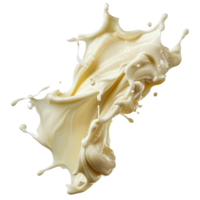 Liquid cream splash, dynamic motion, isolated on white background, high-resolution close-up image png