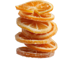 Stack of Glazed Orange Slices on a White Background for Culinary and Food Projects png