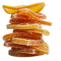 Dried Citrus Slices Stacked in Layers on a Bright Background for Culinary and Decorative Use png