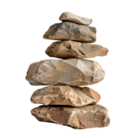 Balanced Stone Tower on White Background Representing Nature, Zen, and Tranquility in Design png