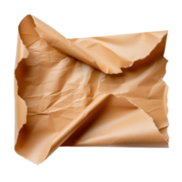 Torn Beige Paper Sheet with Wrinkles and Creases on Transparent Background for Artistic Use png
