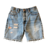 Trendy Distressed Denim Shorts with Frayed Hem for Casual Summer Attire png