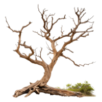 Unique skeletal tree with twisted branches isolated . for creative design projects png