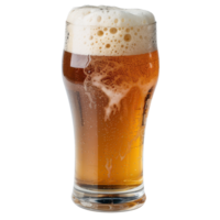 Refreshing Golden Beer in Sparkling Glass with Thick Foam and Bubbles on a Clear Background png