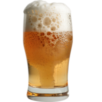 Glass of Refreshing Beer with Bubbles and Foam in a Clear Pint on a Wooden Table Surface png