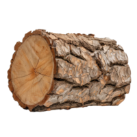 Natural Pine Log with Detailed Bark Texture and Smooth Inner Surface for Rustic Decor png