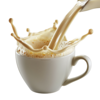 Coffee Cup Overflowing with Creamy Foam Splashing in Bright Studio Environment png
