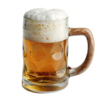 Refreshing Beer in Clear Mug with Foam and Bubbles . png