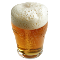 Refreshing Glass of Golden Beer with Frothy Head and Bubbling Carbonation png
